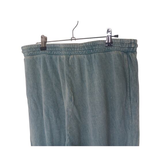 New Three Bird Nest Lounge Pants Blue Mineral Wash Wide Leg Pockets SZ L - Picture 8 of 10